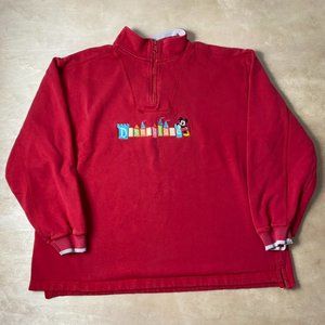Disneyland Red Quarter Zip Pullover Mickey Mouse Sweater Women's XL
